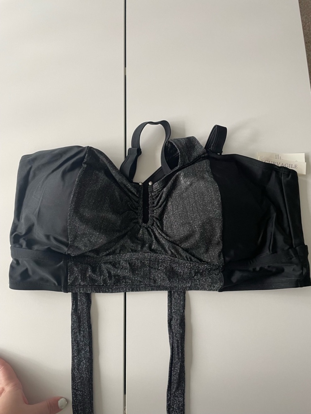 NWT Amazon Black Shimmery Bikini Top